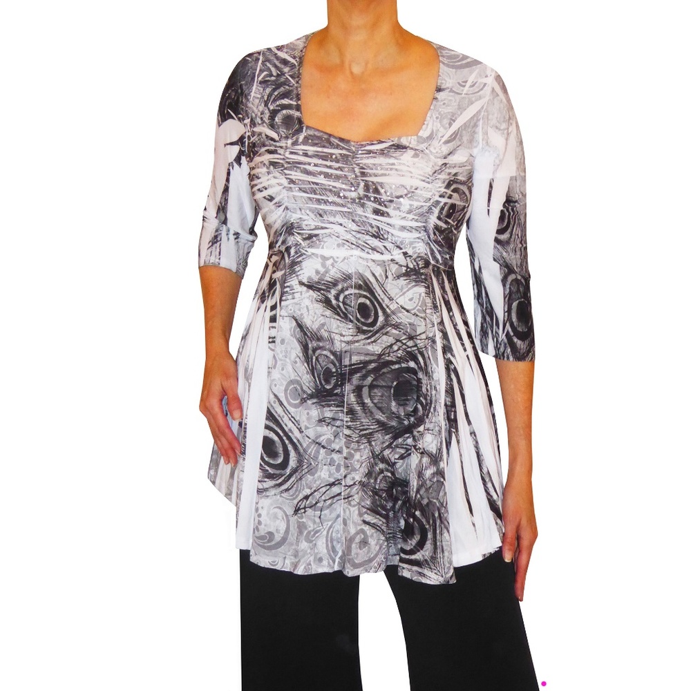 Funfash Plus Size Rhinestones Empire Waist Blouse